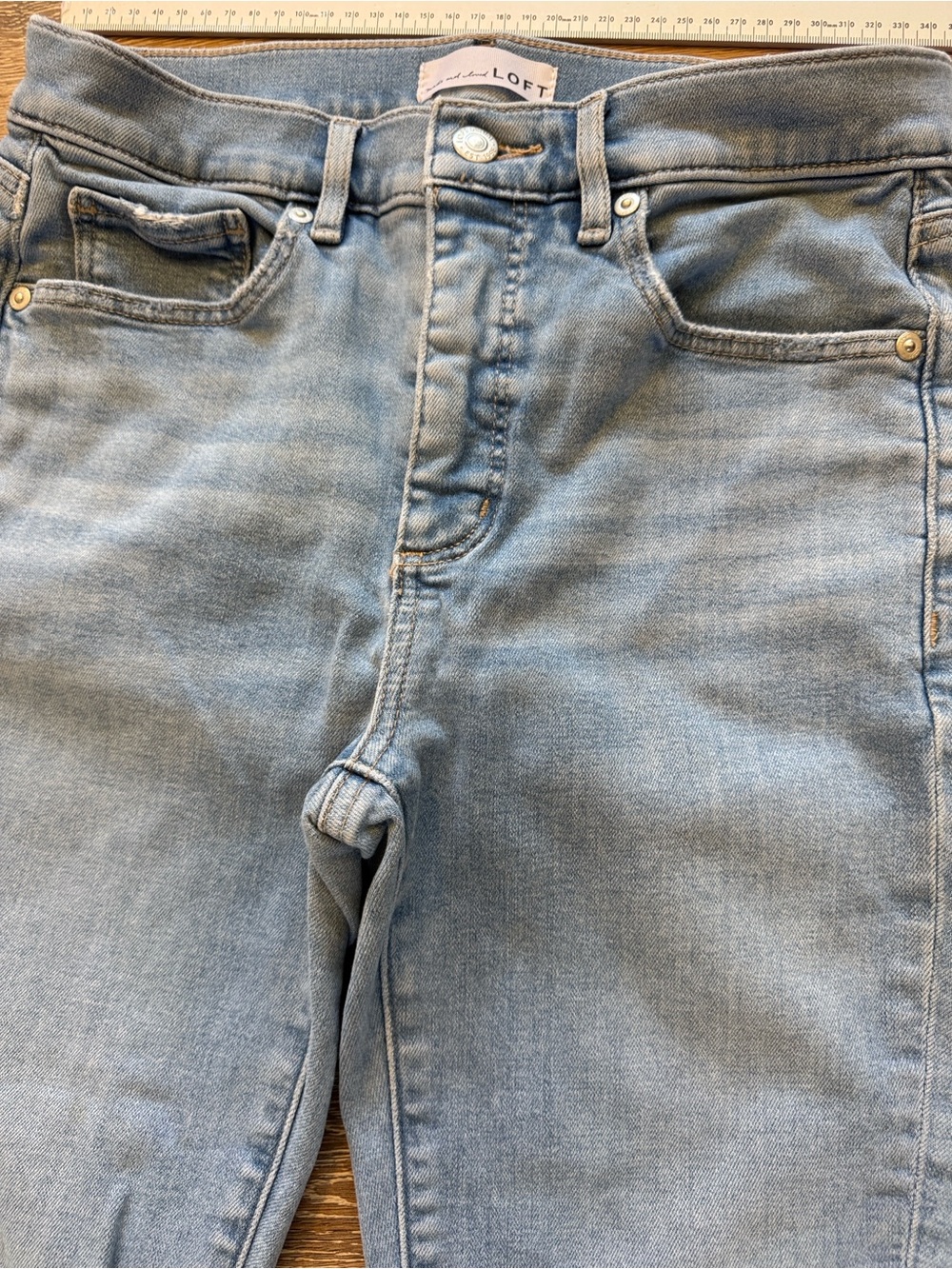 LOFT Light Blue High-Rise Distressed Skinny Jeans 27/4 - Picture 5 of 11